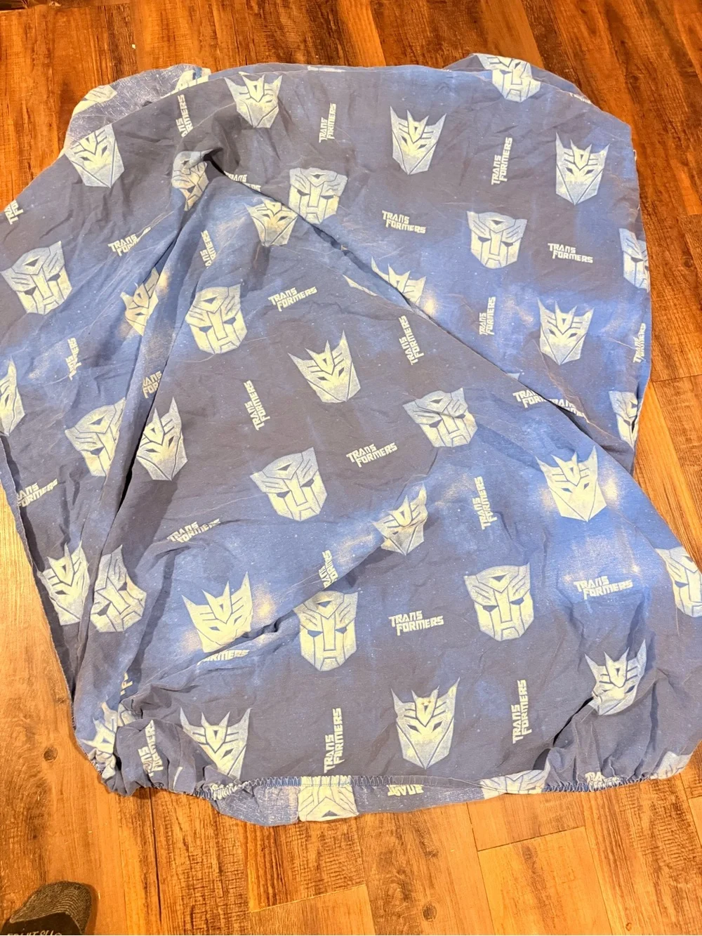 Blue Twin Sheet with White Heathered Texture